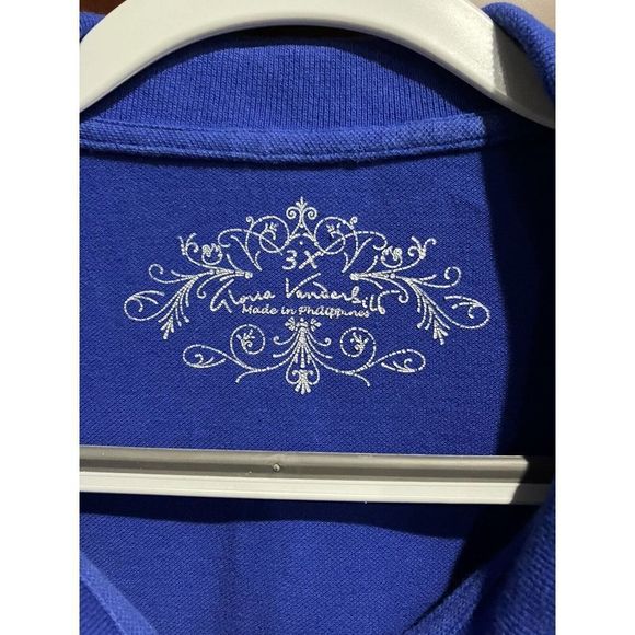 GLORIA VANDERBILT Women's 3X Plus Blue Short Sleeve Stretch Polo Shirt Top! - Picture 3 of 7